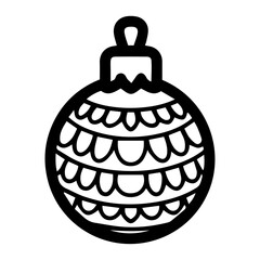 Holiday ornament vector illustration in black and white, isolated against a clean white background. Perfect for festive design projects, decorations, or seasonal themes in minimalist styles