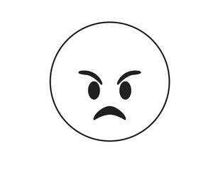 Angry red angry with black bar face icon on transparent background