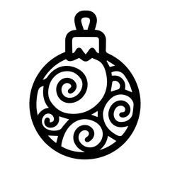 Holiday ornament vector illustration in black and white, isolated against a clean white background. Perfect for festive design projects, decorations, or seasonal themes in minimalist styles