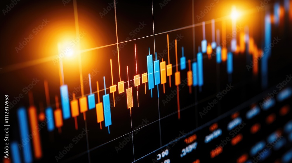 Poster analyzing financial trends stock market data visualization digital workspace informative insights hi