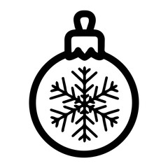 Holiday ornament vector illustration in black and white, isolated against a clean white background. Perfect for festive design projects, decorations, or seasonal themes in minimalist styles