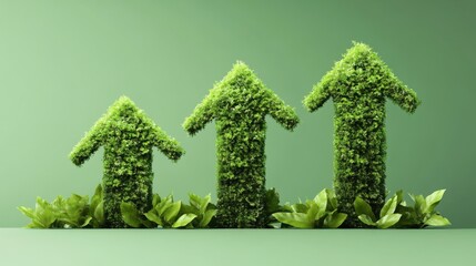 Eco Friendly Upward Arrows: Grass Illustration for Sustainable Growth and Positive Environmental Trends