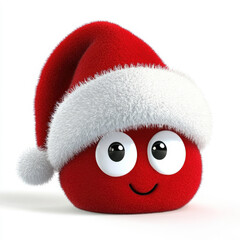 Cute Red Character with Santa Hat and Joyful Expression for Holiday and Christmas Celebrations and Events