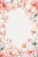 A delicate floral frame with soft pink and white blossoms, perfect for creating a romantic and gentle backdrop for various artistic projects.
