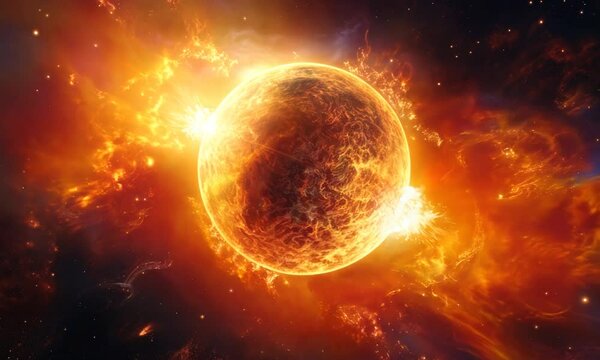 fictional burning sun in outer space