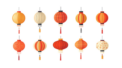 Colorful Chinese lanterns hanging in a festive display