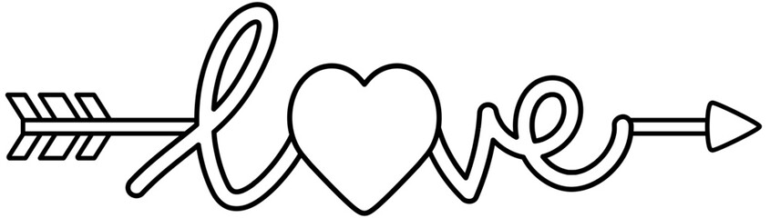 Valentine Love text outline.