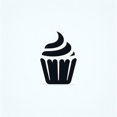 Simple black cupcake icon with frosting design.