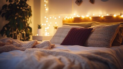Cozy Christmas Bedroom with Warm Lighting