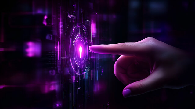 Collection of Privacy, Interactive financial energy management system futuristic lab digital interface neon glow background