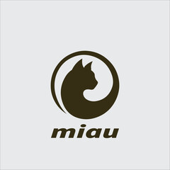 Cat head logo hand drawn illustration artwork