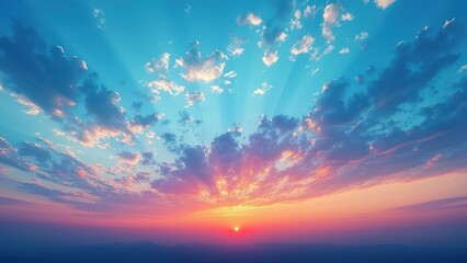 High-Angle Full Shot of a Vibrant Sunset Sky