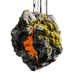 Moss stone isolated on transparent and white background. PNG cutout.