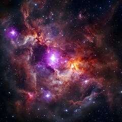 A vibrant cosmic nebula showcasing stars and interstellar gas in a colorful space scene.