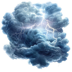 A thunderstorm cloud formation with lightning in a dramatic sky