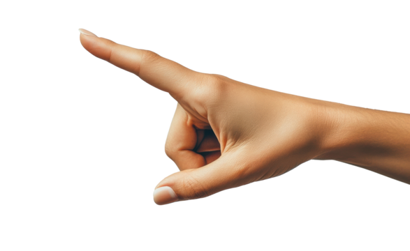 Hand pointing gesture suggesting direction or emphasis