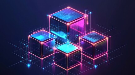 Dynamic blockchain technology design digital environment graphic visualization futuristic concept