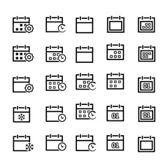 calendar icon set. Calendar symbol. calendar vector icon. important times or anniversaries. line design style. vector design template
