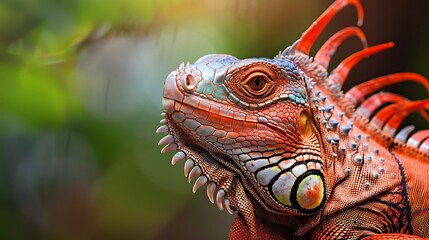Fototapeta premium Close-Up Portrait of a Red Iguana