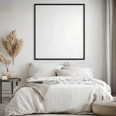 Blank Frame Mockup In Room Interior. 3d Illustration. Mock up concept.