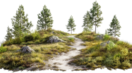 Mountain hiking trail transparent background
