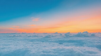 Obraz premium Sky gradient transitioning from deep blue to vibrant orange sunset with soft clouds, colorful, orange