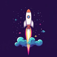 Fototapeta premium Rocket launching into space.