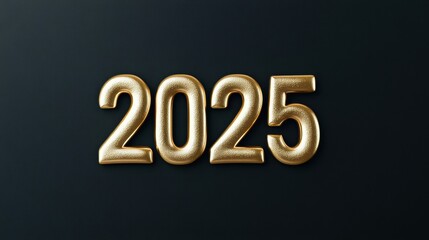 Stylish golden digits representing the year 2025 on a dark background.