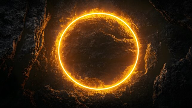 Neon circle frame for branding or promotional use