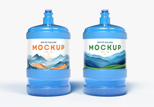 Water Dispenser Bottle Mockup &ndash; Twin Plastic Containers for Label Branding and Product Visualization