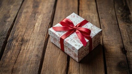 Fototapeta premium Gift box on a wooden background. Valentine's Day gift.selectiv focus.holiday