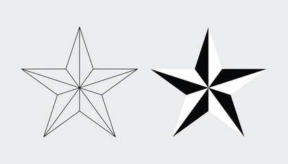 Lone star icon set isolated on gray background. star sharp edges and bold outline. star icon in outline style. stars quality rating icon