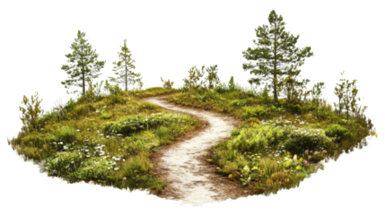 Mountain hiking trail transparent background