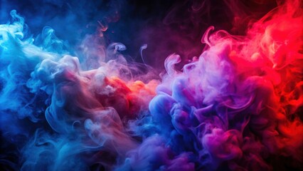 Obraz premium Vivid abstract background with dramatic smoke and fog in red, blue, and purple colors , vivid, intense, abstract, background, wallpaper