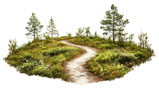 Mountain hiking trail transparent background