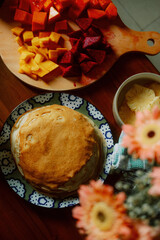 pie with spices on table