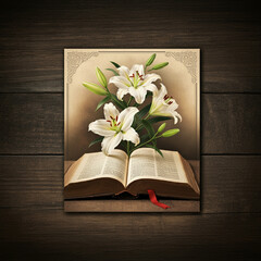 open book with flower