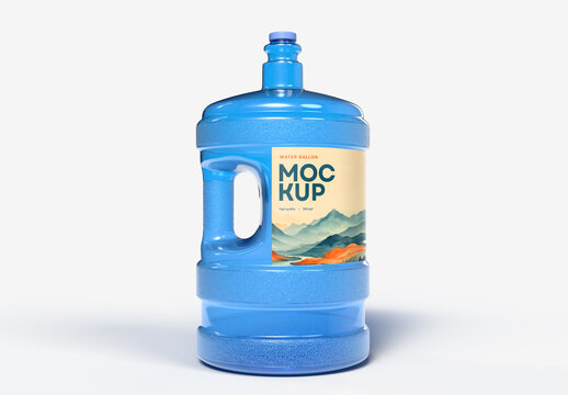 Reusable Water Bottle Mockup &ndash; Transparent Plastic Jug for Branding, Delivery, or Purified Water Label Presentation