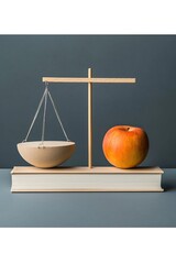 A scale with a book on one side and an apple on the other