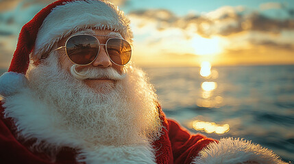 
Papai Noel de férias no mar,


