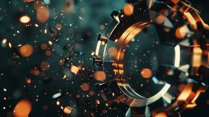 Metallic iron core with intricate magnetic field details, isolated on dark background, showcasing industrial strength and precision.