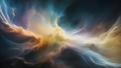 Nebula Dreams: An ethereal abstract piece inspired by space nebulae, using soft gradients and luminous textures to mimic cosmic beauty