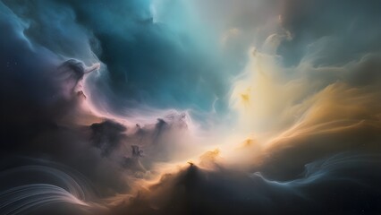 Nebula Dreams: An ethereal abstract piece inspired by space nebulae, using soft gradients and luminous textures to mimic cosmic beauty