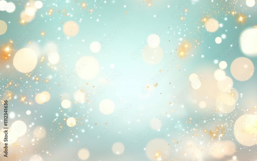 Poster a dreamy background soft bokeh lights and sparkling particles in pastel colors.