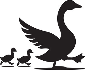 goose bird family silhouette design vector art illustration © Mohaiminul