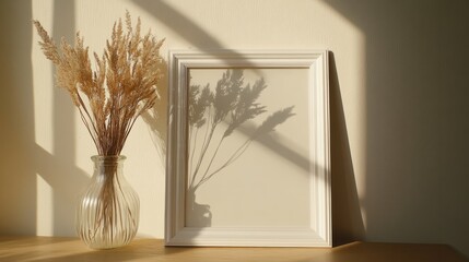 Floating white rectangular frame with a smooth soft background