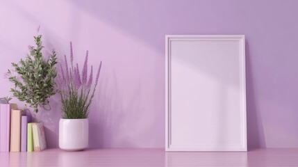Floating white rectangular frame with a smooth soft background