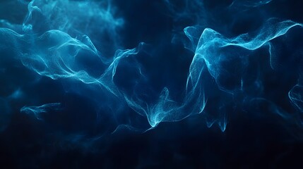 Obraz premium Abstract Blue Particle Waves Flowing Dark Background