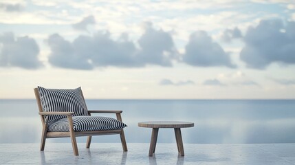 Minimalist Coastal Retreat With a Single Wooden Bench Overlooking the Ocean