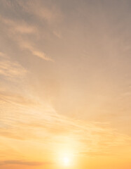 Orange, Yellow sky vertical background, Sunset sky clouds in the evening in golden hour and nature sun dawn 